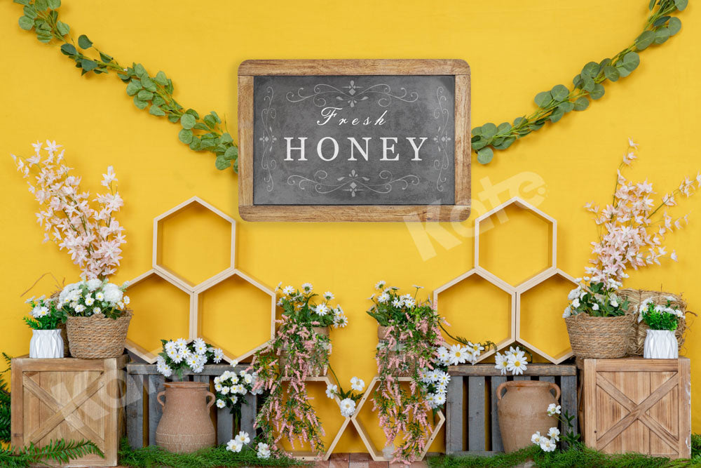 Kate Honeycomb Backdrop Yellow Summer Fresh Honey Designed by Emetselch - Kate Backdrop AU
