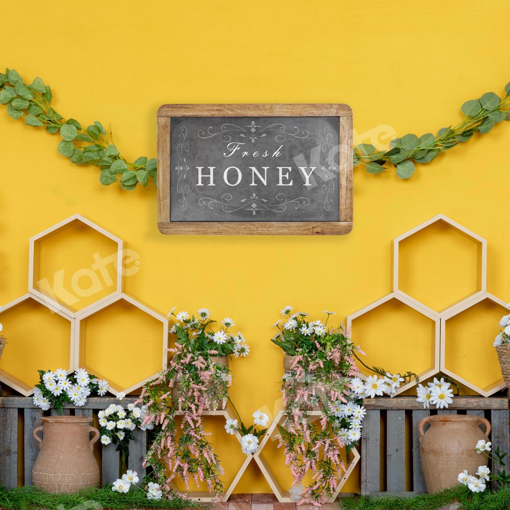 Kate Honeycomb Backdrop Yellow Summer Fresh Honey Designed by Emetselch - Kate Backdrop AU