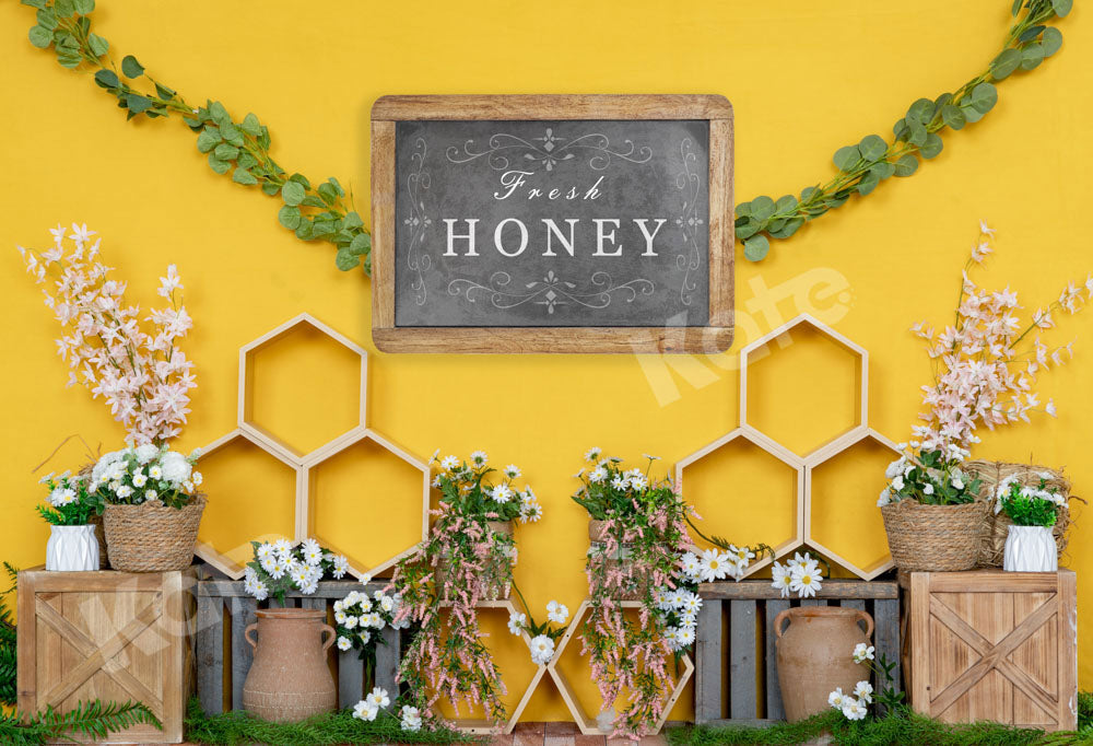 Kate Honeycomb Backdrop Yellow Summer Fresh Honey Designed by Emetselch - Kate Backdrop AU
