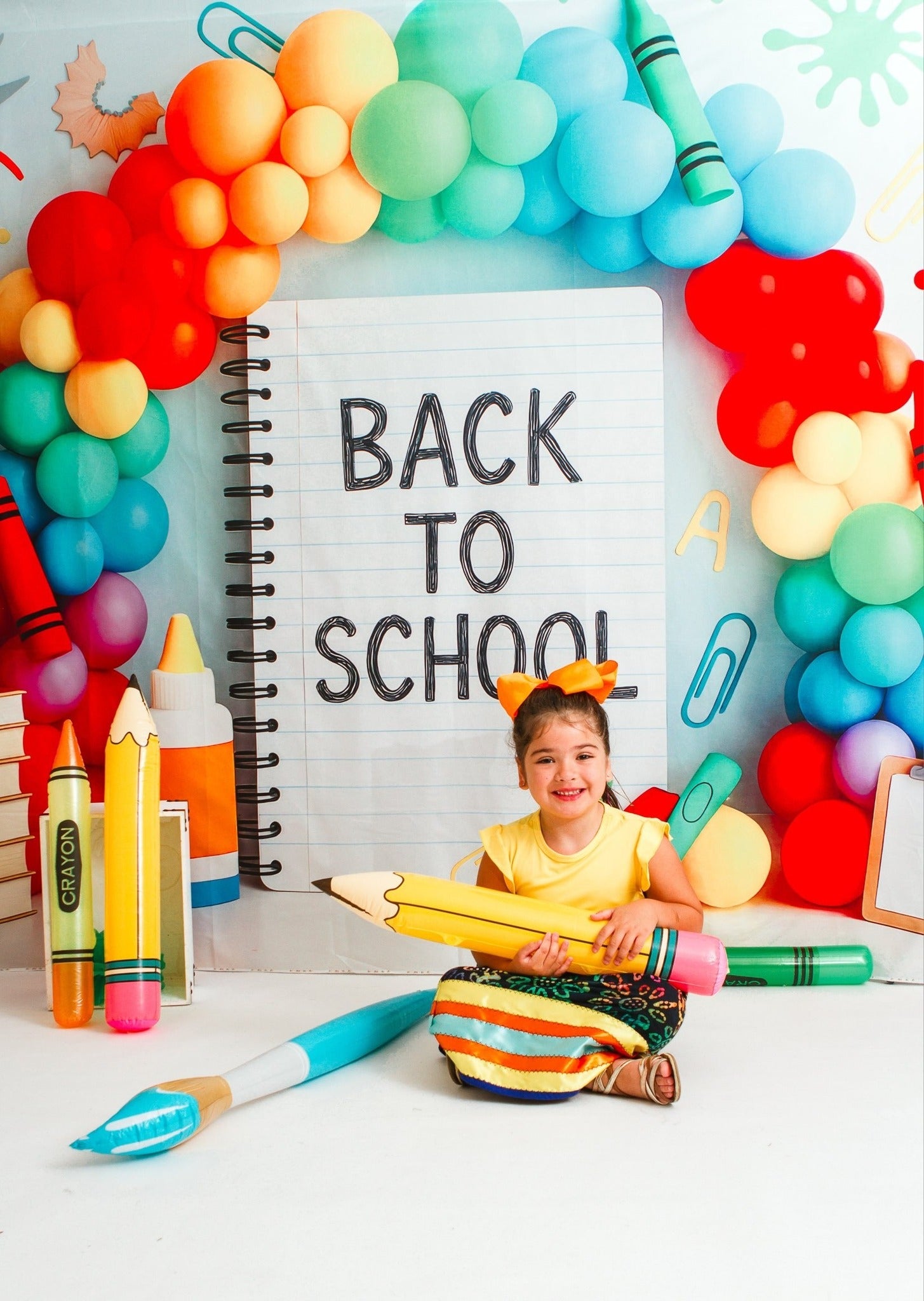 Kate Back To School Rainbow Balloons Stationery Backdrop Designed by Patty Roberts - Kate Backdrop AU
