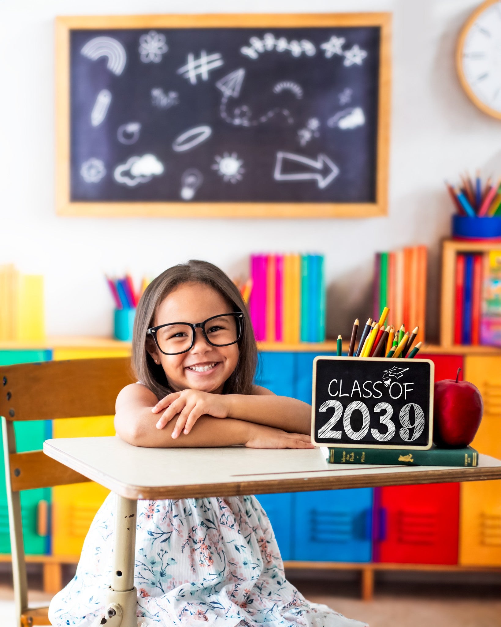 Kate Back to School Colourful Lockers Backdrop Designed by Emetselch - Kate Backdrop AU