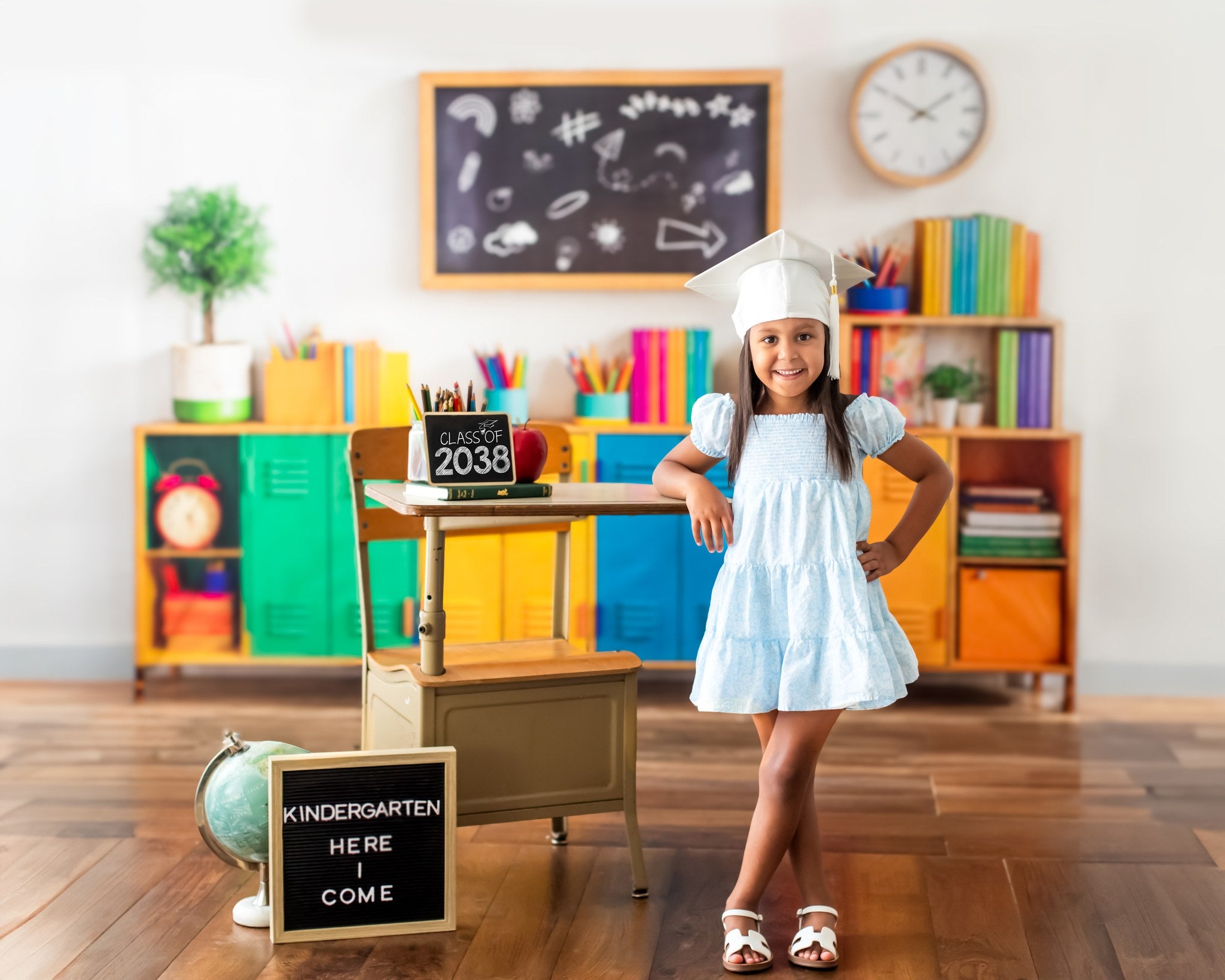 Kate Back to School Colourful Lockers Backdrop Designed by Emetselch - Kate Backdrop AU