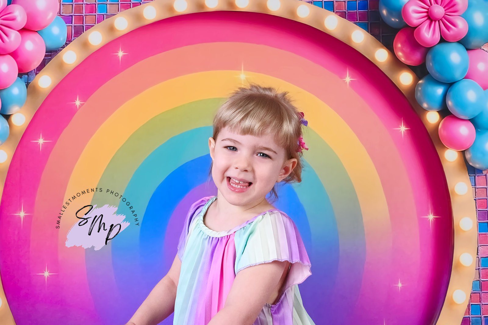 Kate Birthday Roller Girl Colorful Rainbow Balloons Backdrop Designed by Ashley Paul - Kate Backdrop AU