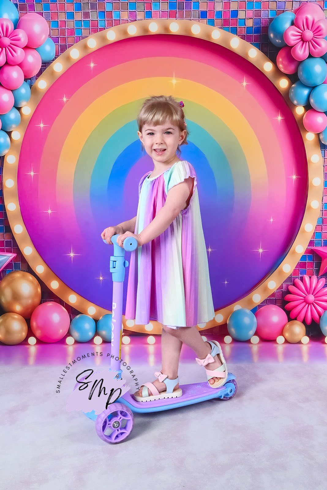 Kate Birthday Roller Girl Colorful Rainbow Balloons Backdrop Designed by Ashley Paul - Kate Backdrop AU