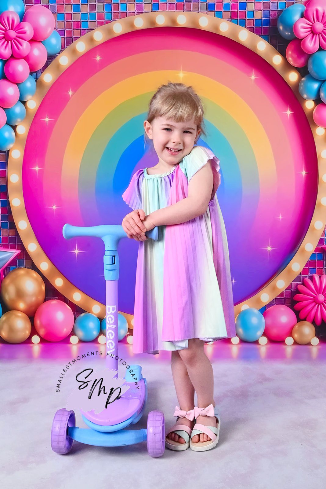 Kate Birthday Roller Girl Colorful Rainbow Balloons Backdrop Designed by Ashley Paul