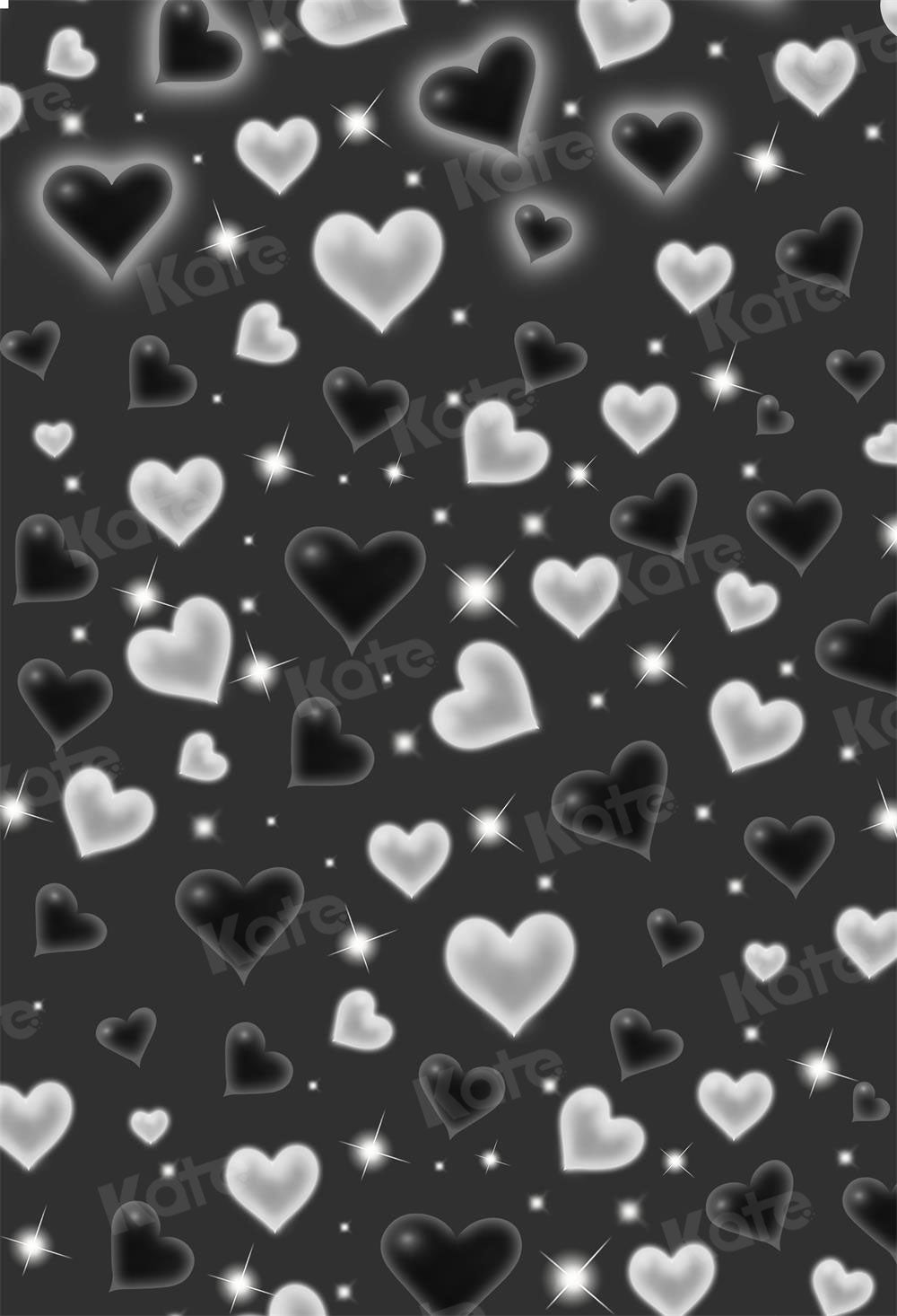 Kate 80 90's Black Valentine Backdrop Sweet Heart for Photography