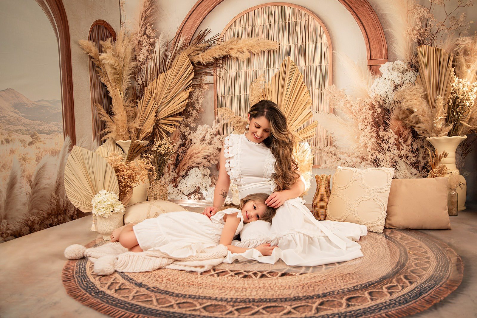 Kate Boho Arch Round Rug Floor Room Set Designed by Mini MakeBelieve (8ftx8ft&10ftx8ft&8ftx10ft) - Kate Backdrop AU
