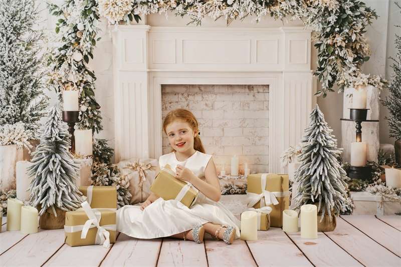 Kate Christmas Fireplace Garland Backdrop Designed by Emetselch - Kate Backdrop AU