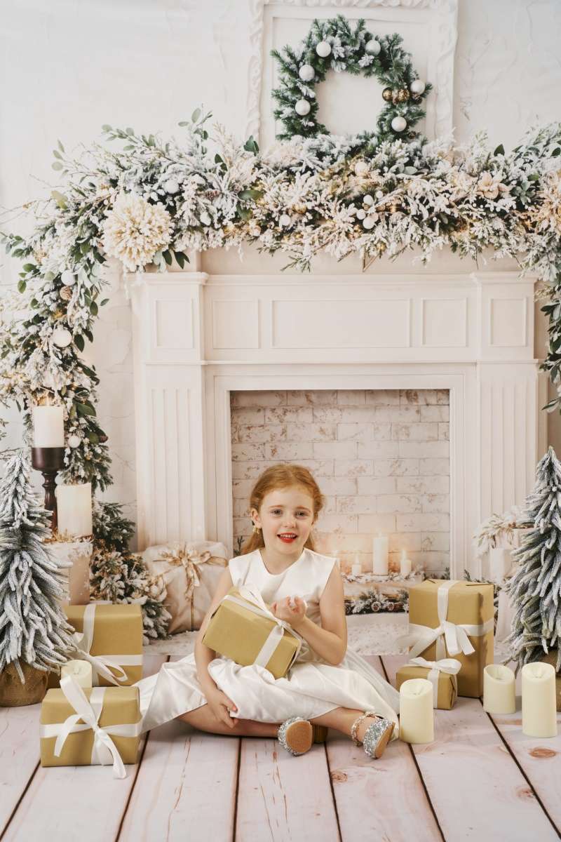 Kate Christmas Fireplace Garland Backdrop Designed by Emetselch - Kate Backdrop AU