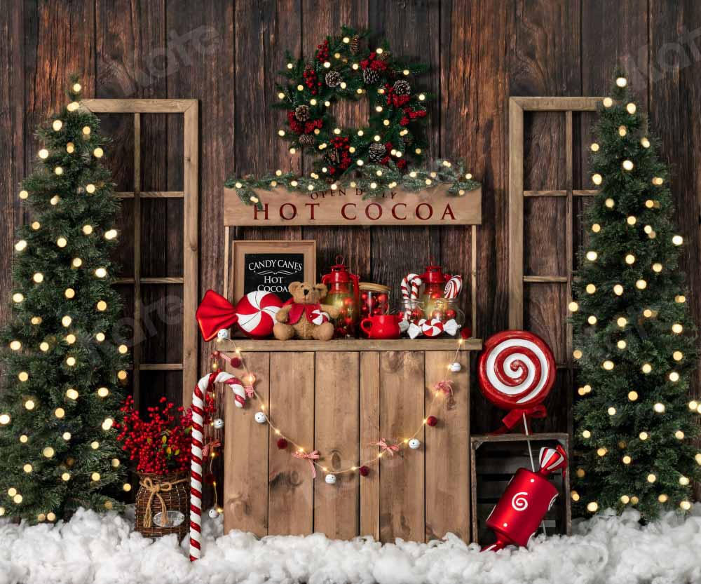 Kate Christmas Tree Fleece Backdrop Winter Hot Cocoa Designed by Emetselch - Kate Backdrop AU