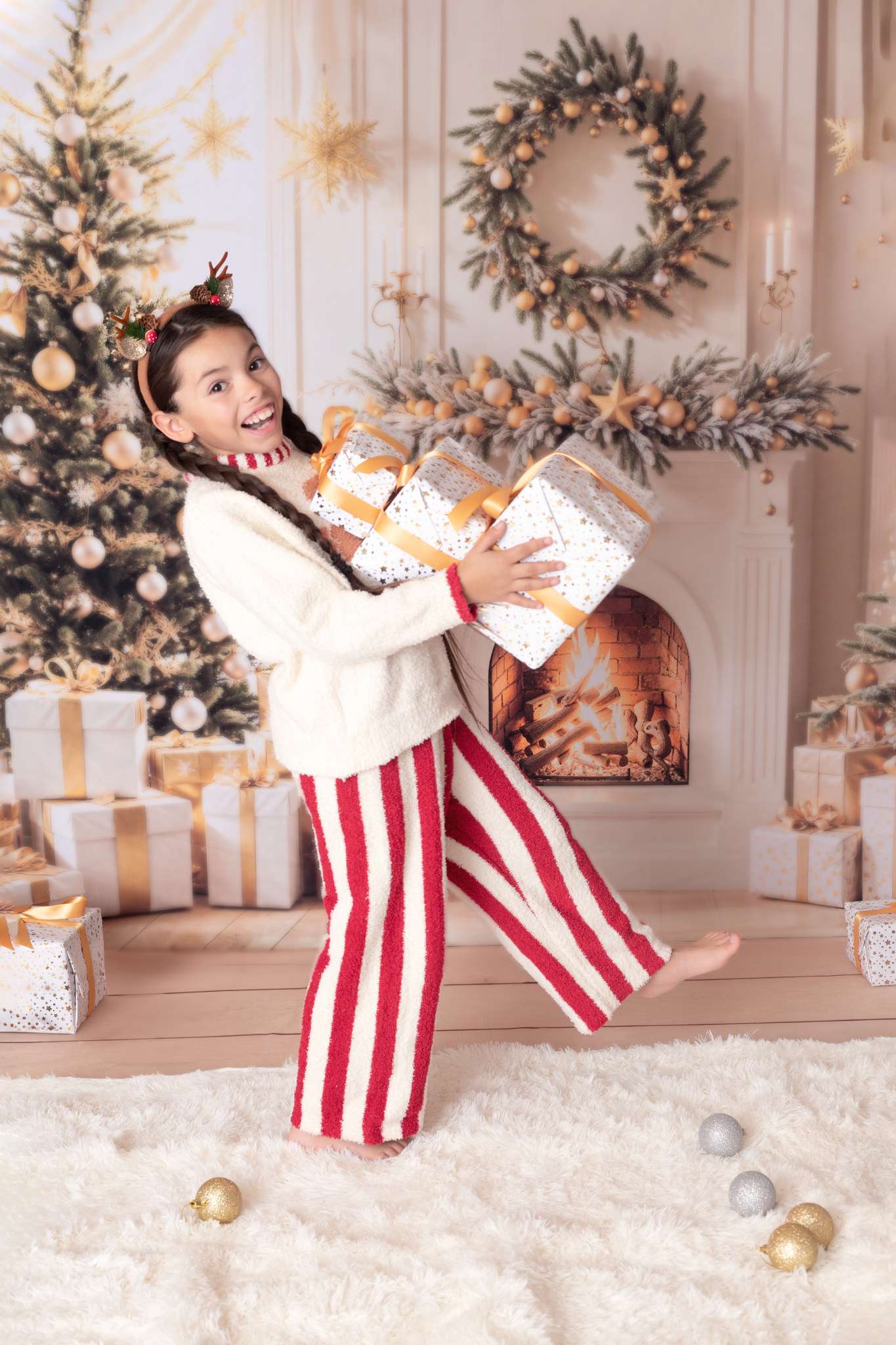 Kate Christmas Tree Gifts Fireplace Backdrop+Wood Floor Backdrop for Photography - Kate Backdrop AU
