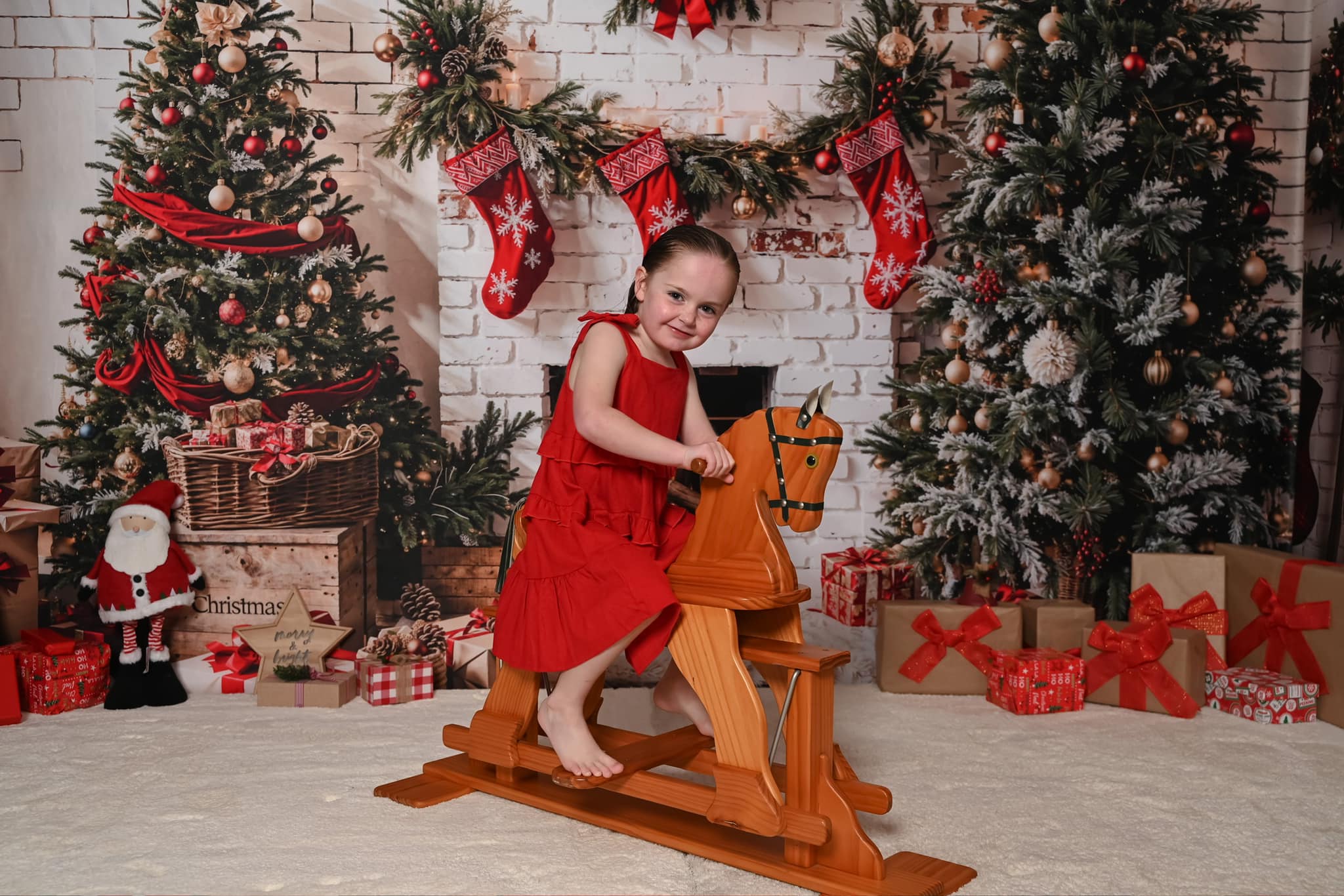 Kate Christmas Tree White Fireplace Backdrop for Photography