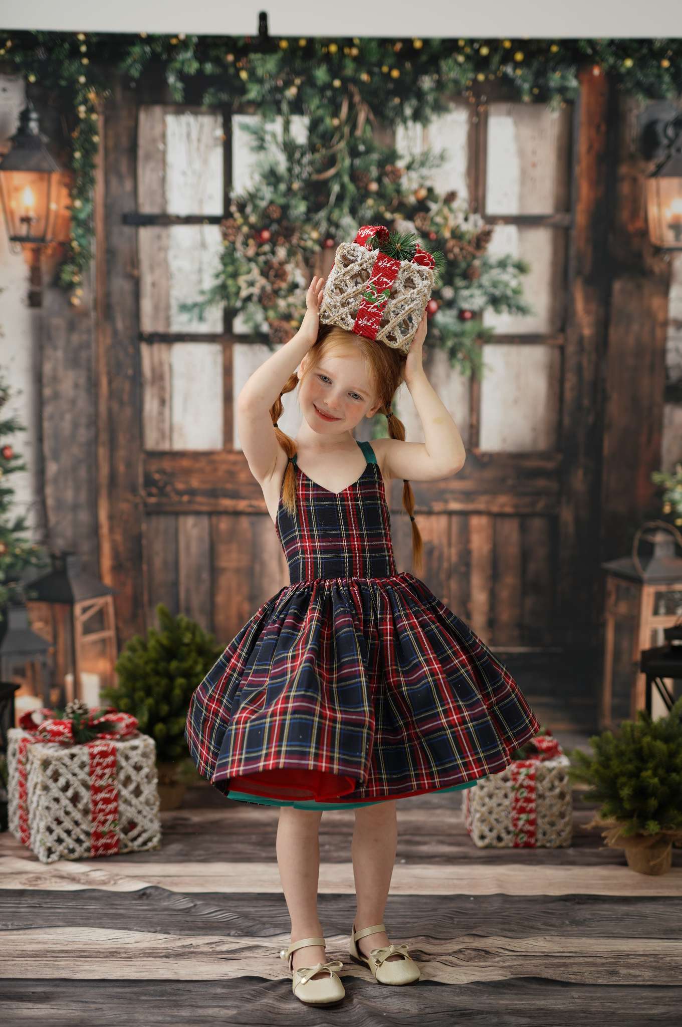Kate Fleece Christmas Tree Wooden Door Backdrop Designed by Emetselch - Kate Backdrop AU