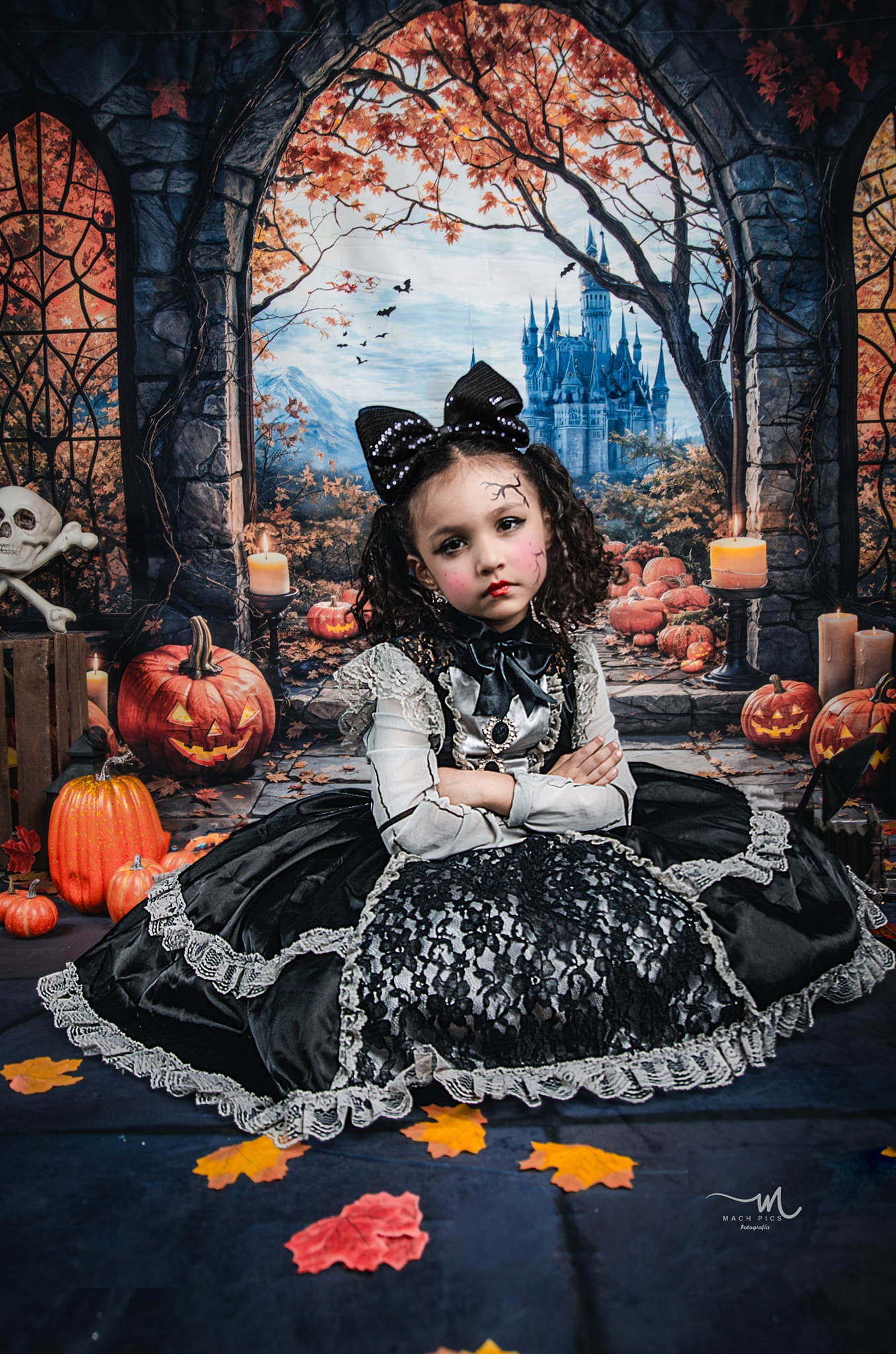 Kate Halloween Pumpkin Arch Castle Backdrop for Photography