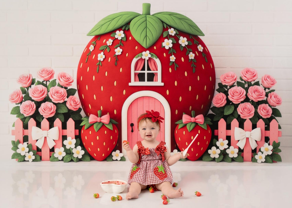 Kate Strawberry House Backdrop Designed by Ashley Paul - Kate Backdrop AU