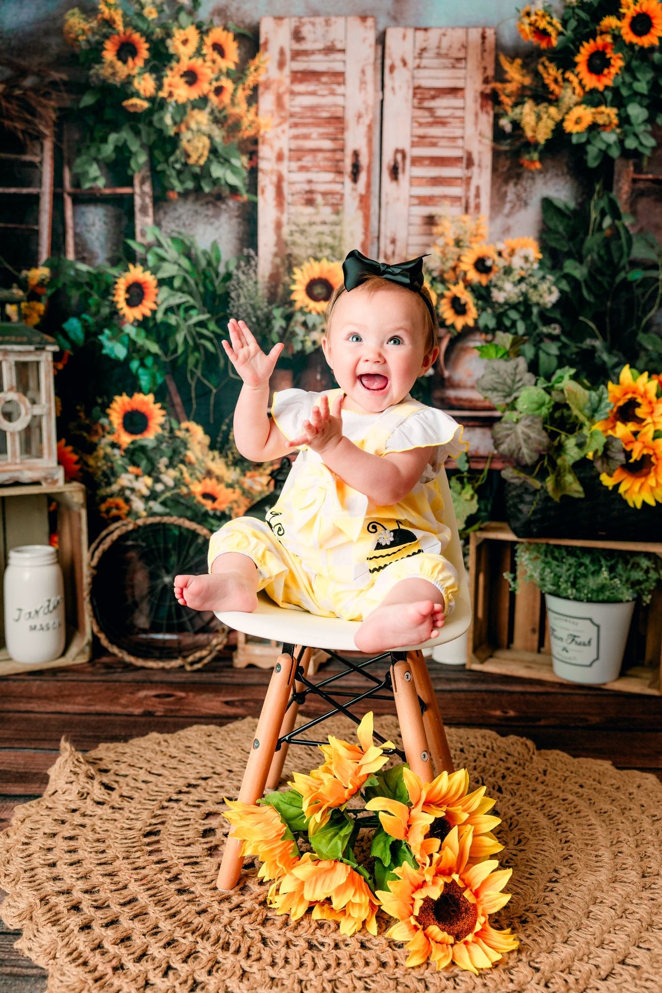 Kate Spring Sunflowers Old Furniture Room Backdrop Designed by Emetselch - Kate Backdrop AU