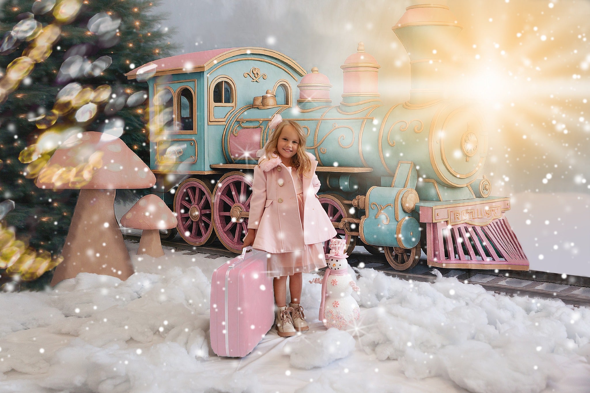 Kate Sugarplum Train Christmas Backdrop Designed by Ashley Paul - Kate Backdrop AU