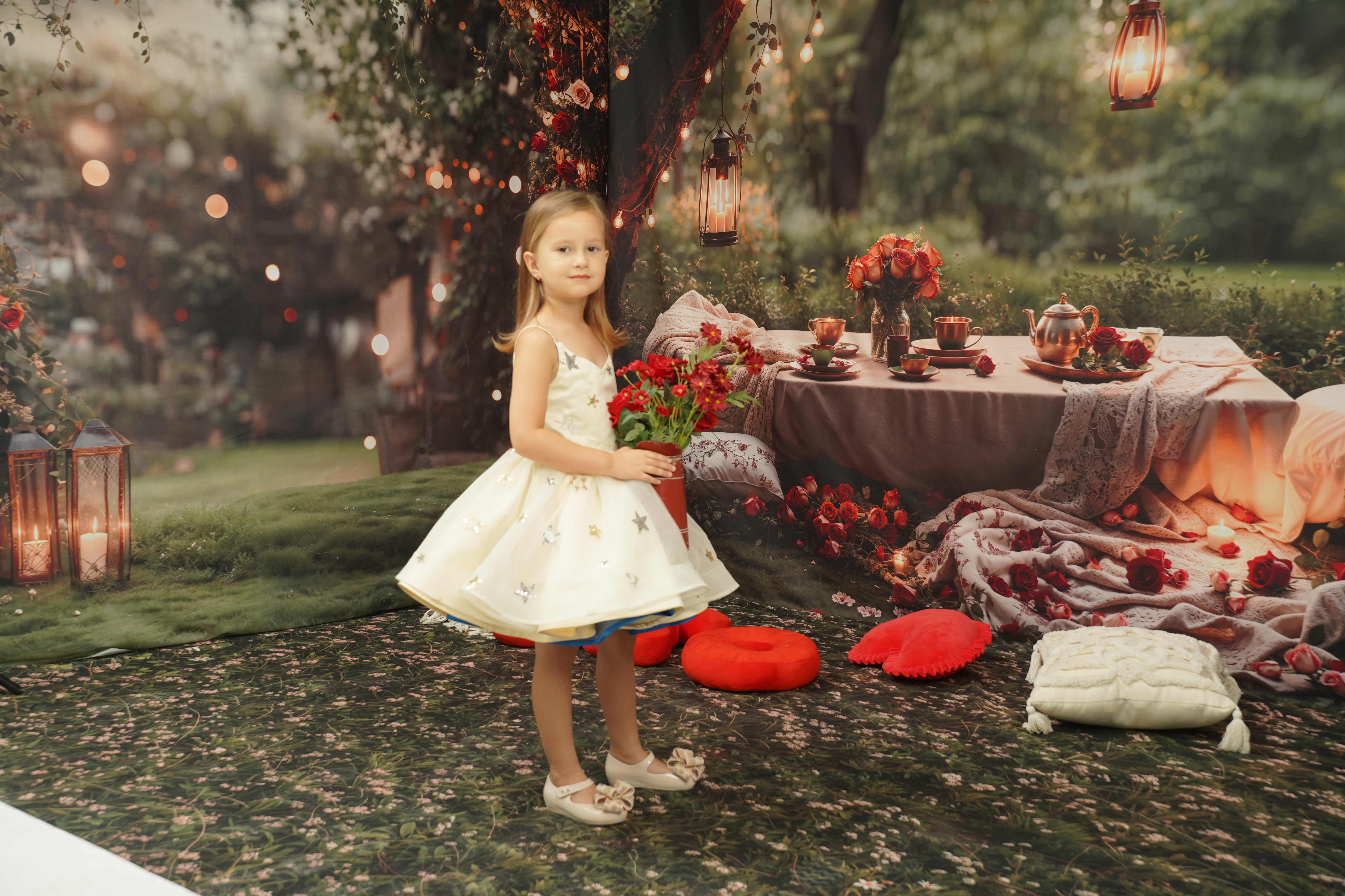 Kate Valentine Spring Romantic Garden Picnic Room Set - Kate Backdrop AU