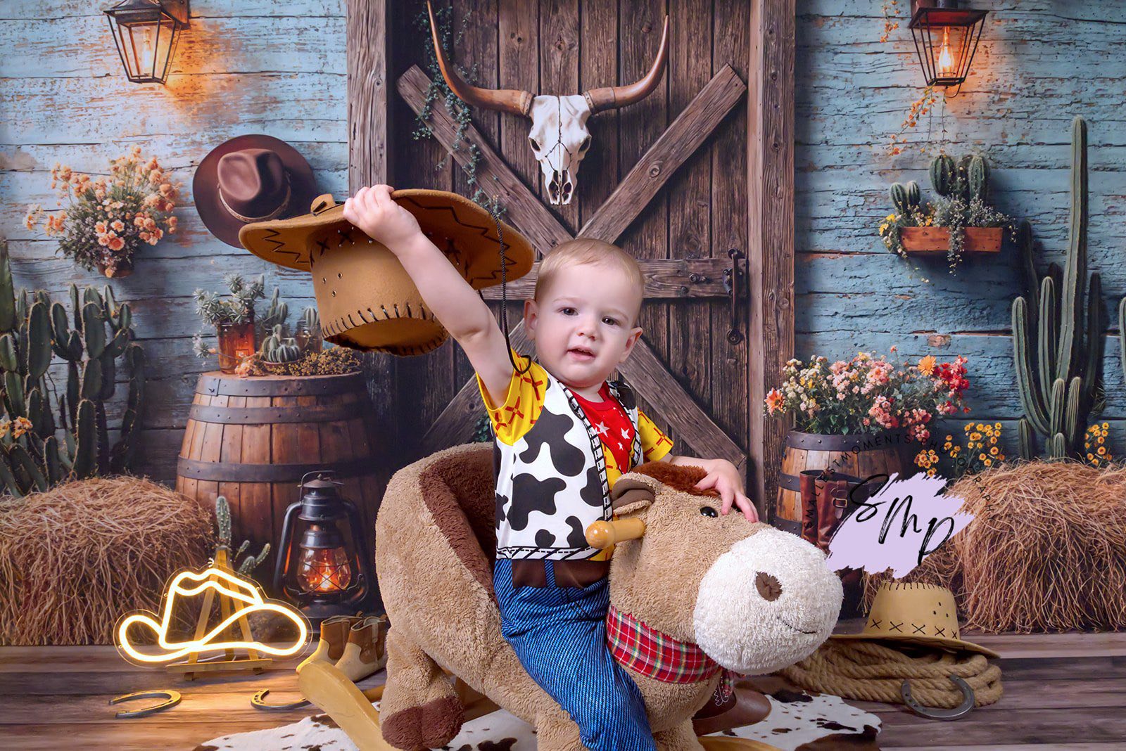 Kate Western Cowboy Barn Door Backdrop Designed by Emetselch - Kate Backdrop AU
