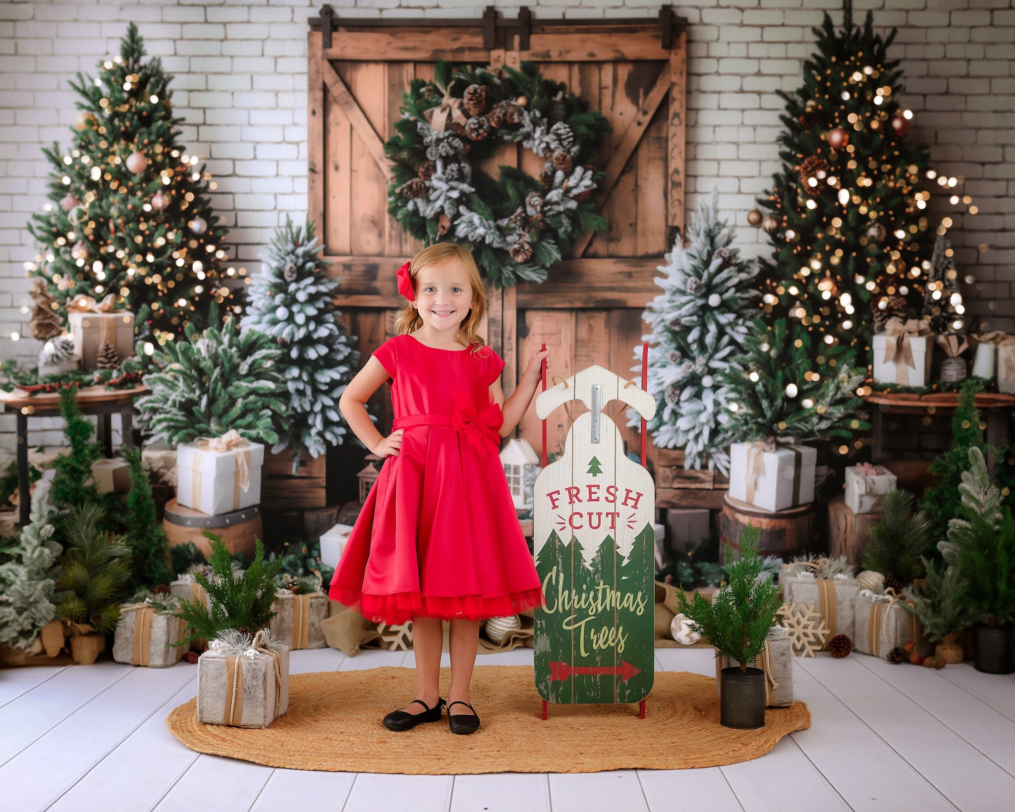 Kate Wooden Barn Door Christmas Backdrop