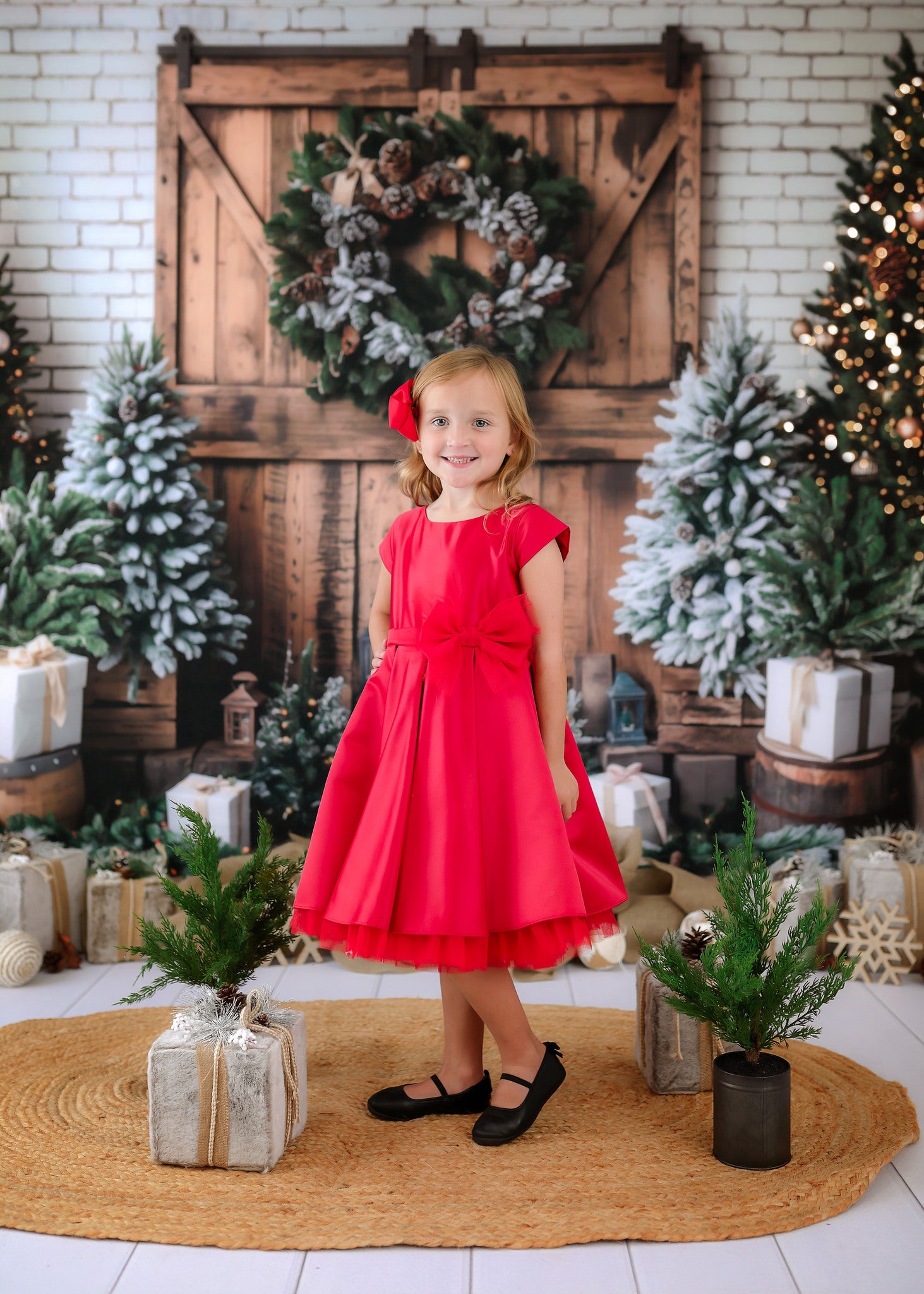 Kate Wooden Barn Door Christmas Backdrop