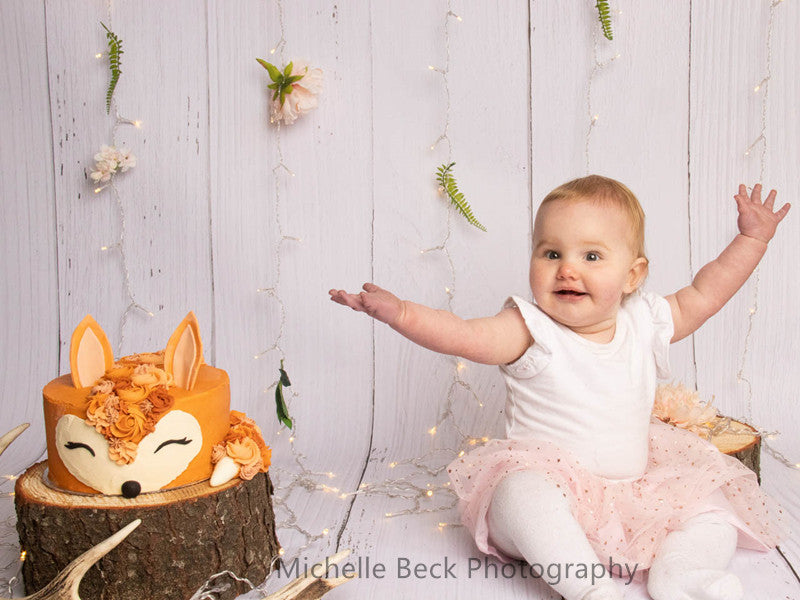 Kate White Wood Newborn Vinyl Backdrop