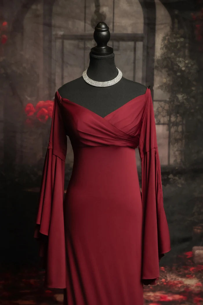 Kate Claret Bell Sleeves Maternity Photoshoot Dress - Kate Backdrop AU