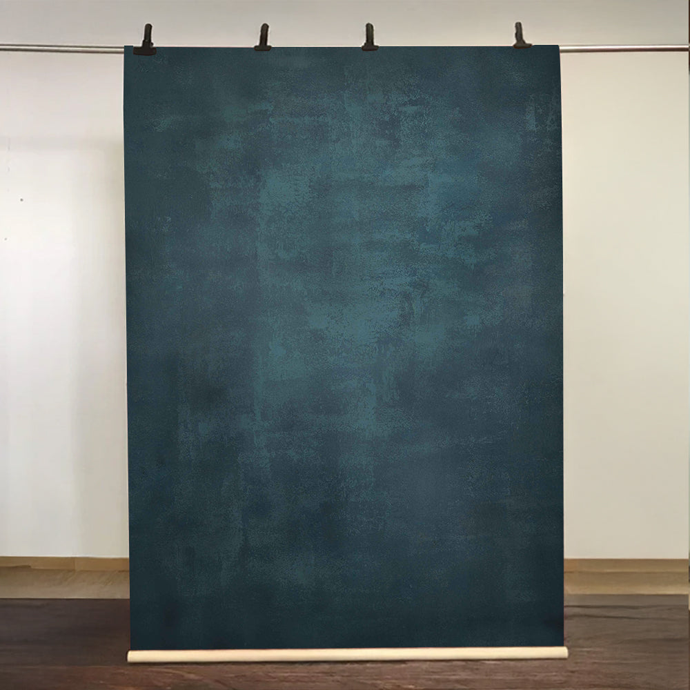Kate Abstract Texture Turquoise Dark Color Hand Painted Canvas Backdrop