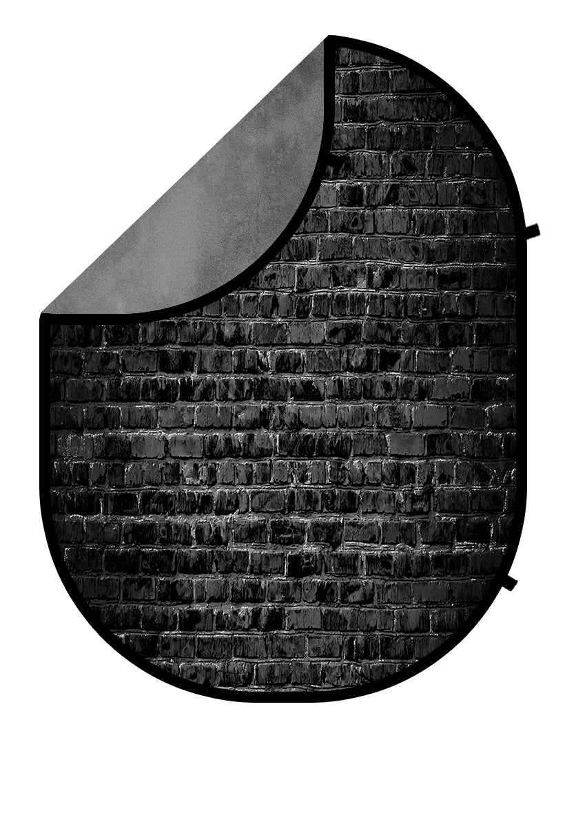 Kate Black Brick Wall/Cool Gray Collapsible Backdrop Photography 5X6.5ft(1.5x2m) - Kate Backdrop AU