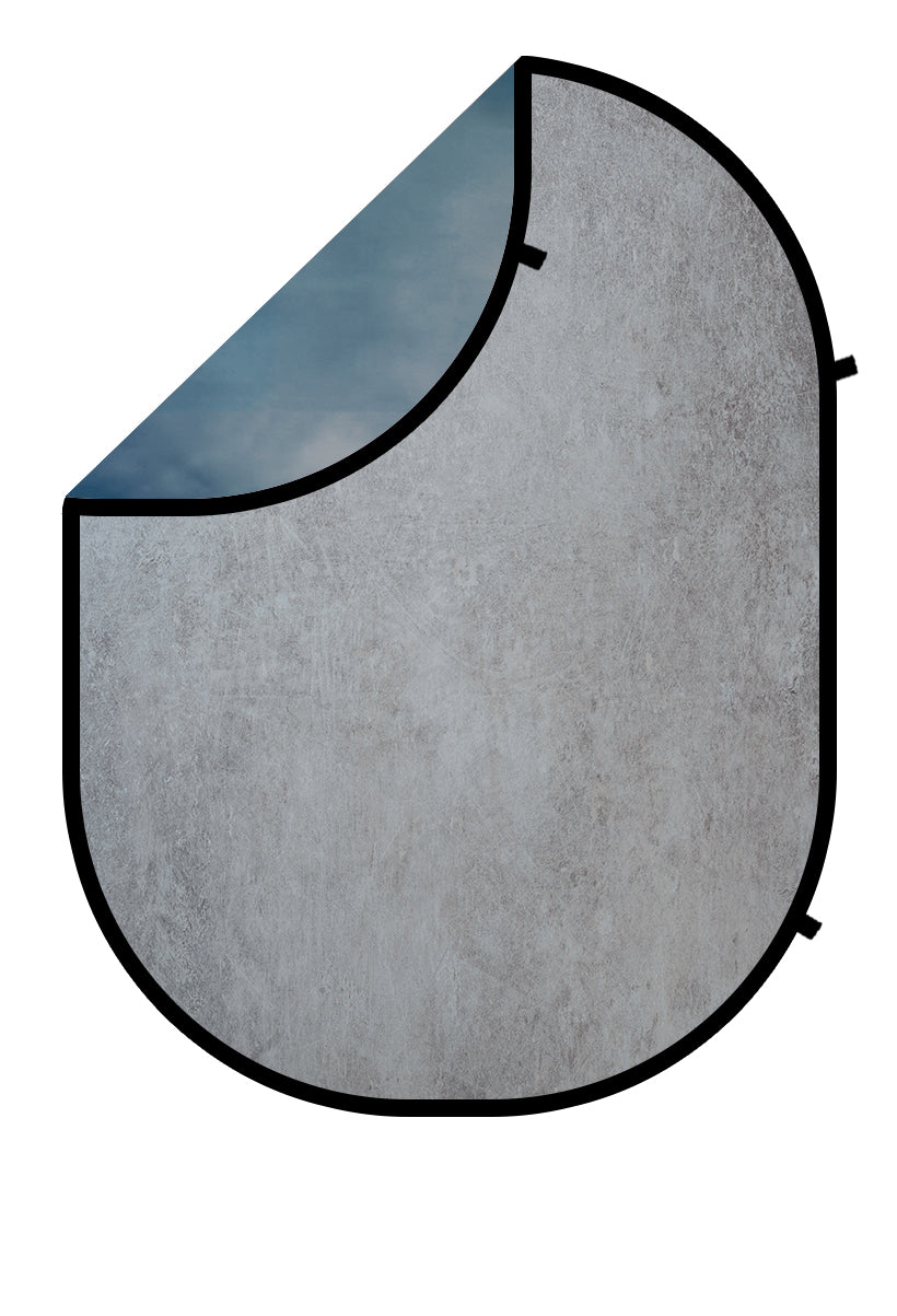 Kate Gray Blue Abstract Print Collapsible Backdrop Photography 5X6.5ft(1.5x2m)