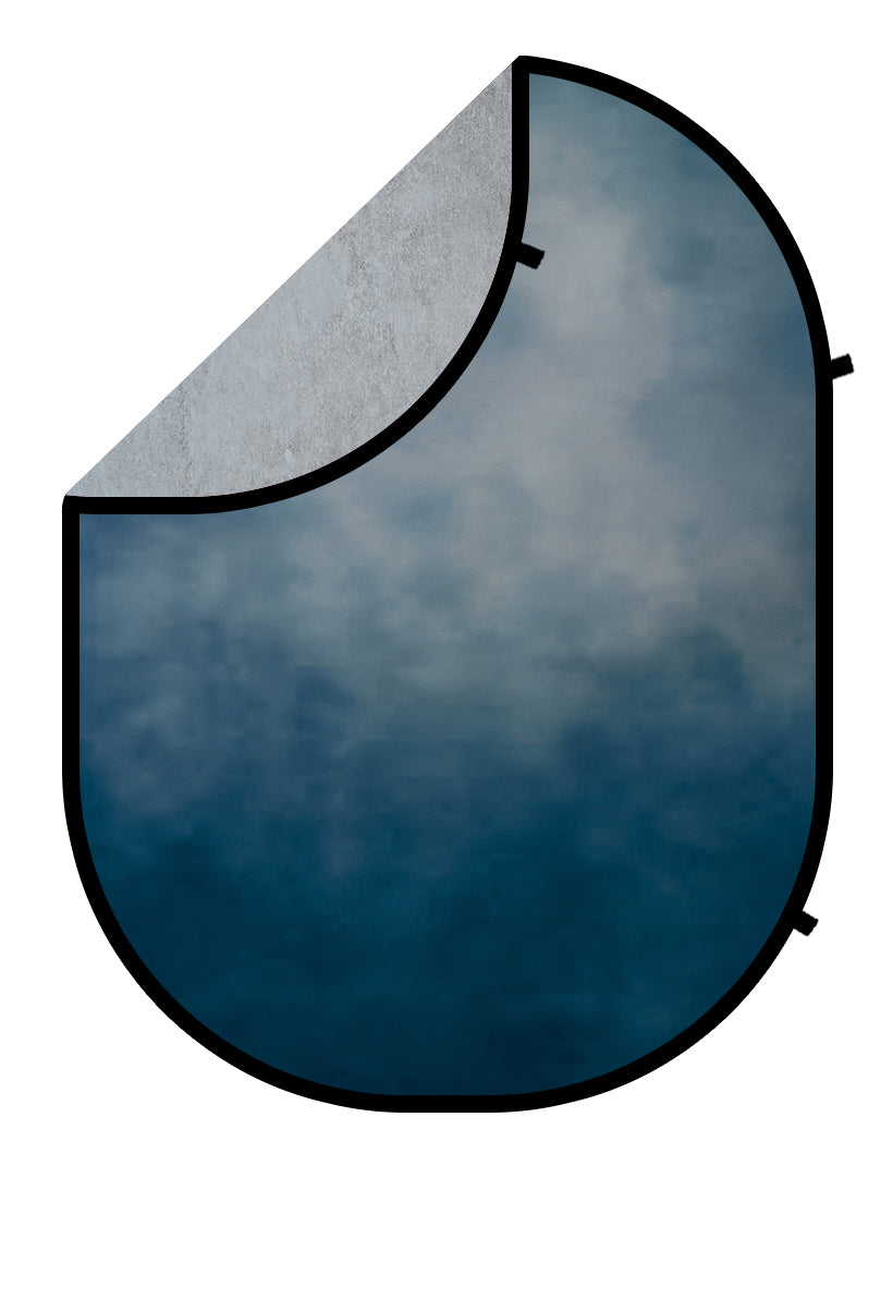 Kate Gray Blue Abstract Print Collapsible Backdrop Photography 5X6.5ft(1.5x2m)