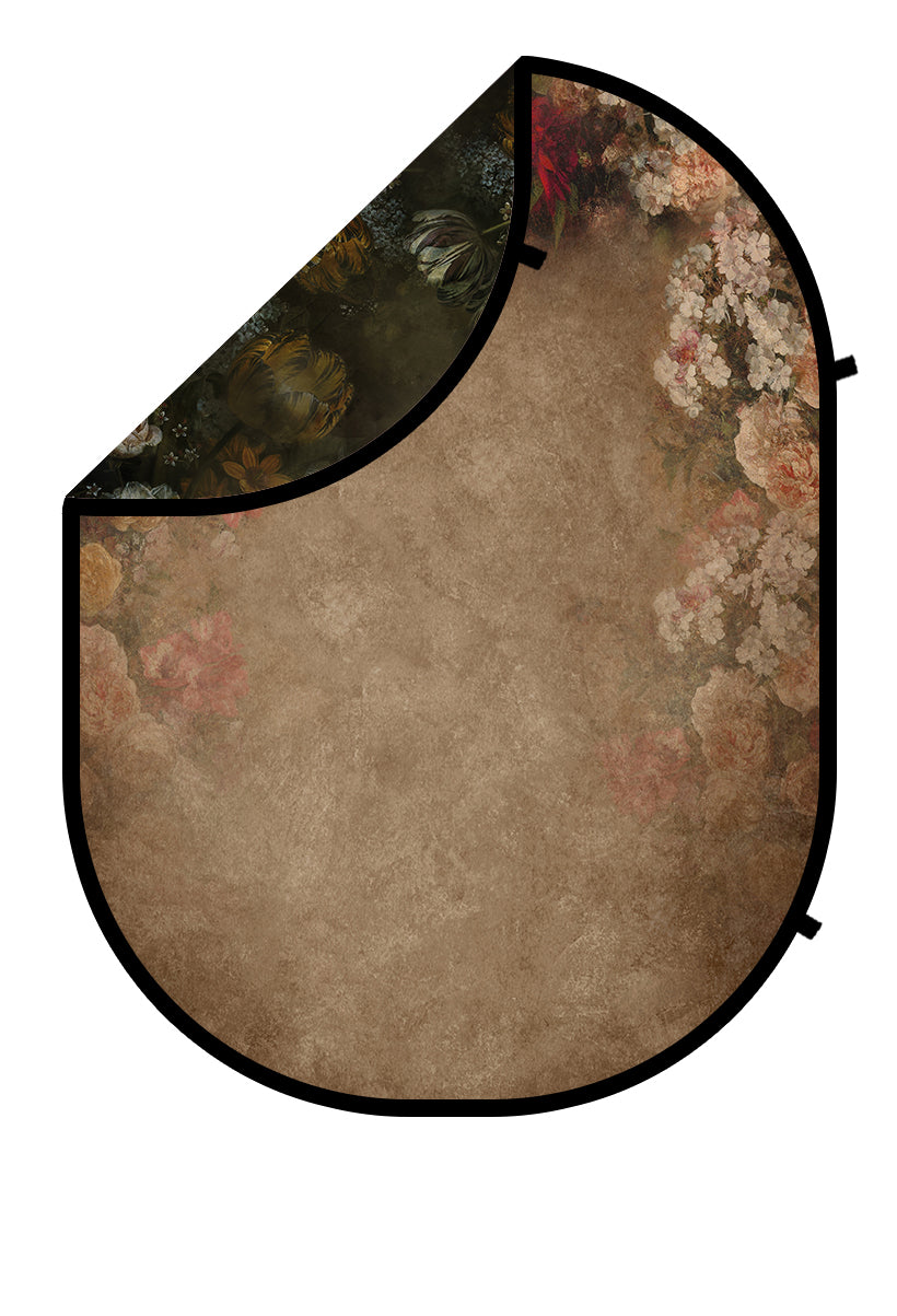 Kate Fine Art Dark/Brown Floral Collapsible Backdrop Photography 5X6.5ft(1.5x2m) - Kate Backdrop AU