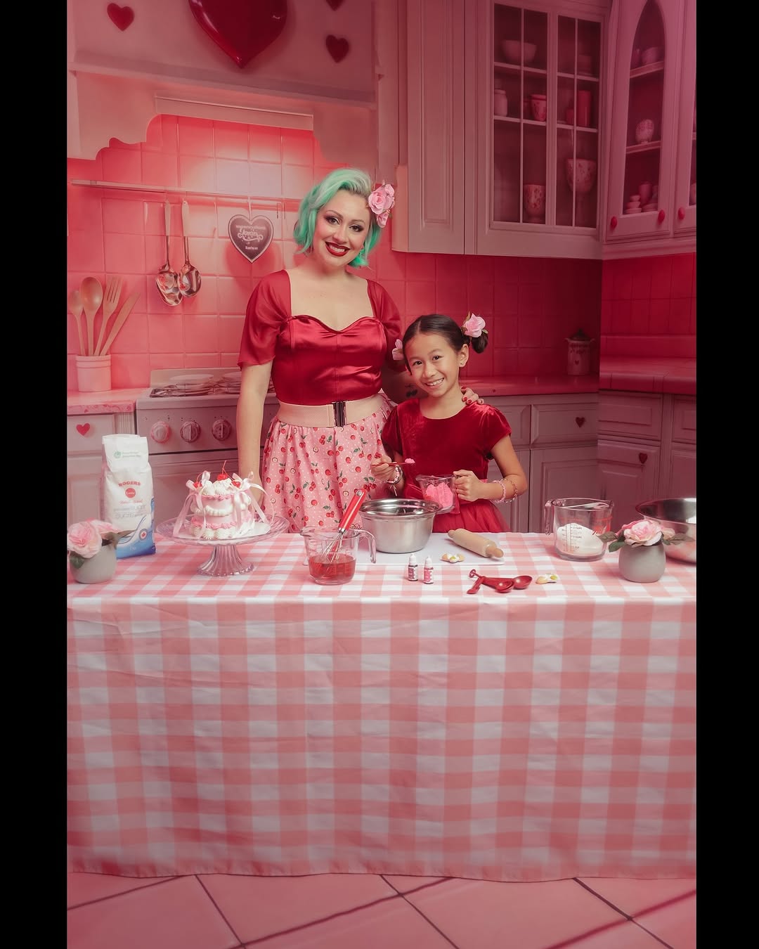Kate Pink Valentine's Day Kitchen Room Set(8ftx8ft&10ftx8ft&8ftx10ft) - Kate Backdrop AU