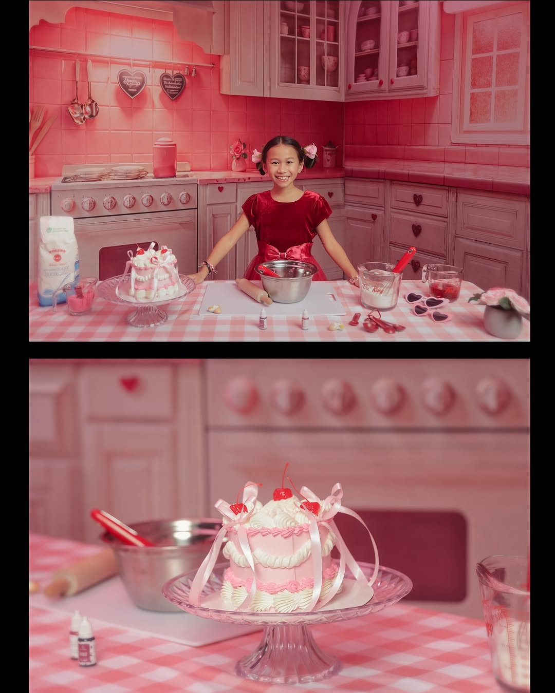 Kate Pink Valentine's Day Kitchen Room Set(8ftx8ft&10ftx8ft&8ftx10ft) - Kate Backdrop AU