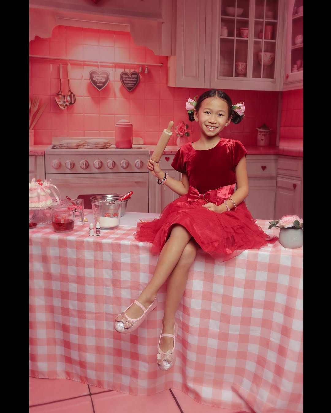 Kate Pink Valentine's Day Kitchen Room Set(8ftx8ft&10ftx8ft&8ftx10ft) - Kate Backdrop AU