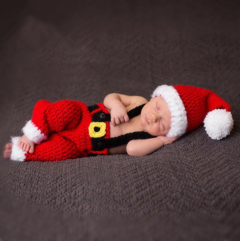 Studio Props Crochet Baby Outfit Christmas Santa Photo Props