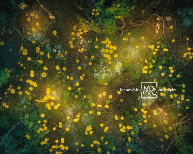 Kate Summer Yellow Fluorescent Flowers Rubber Floor Mat designed by Mandy Ringe Photography - Kate Backdrop AU