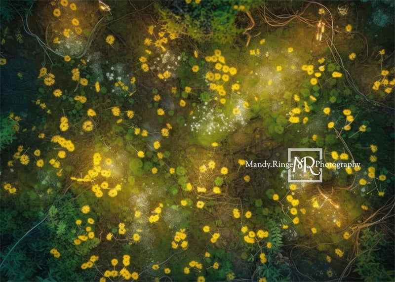 Kate Summer Yellow Fluorescent Flowers Rubber Floor Mat designed by Mandy Ringe Photography - Kate Backdrop AU