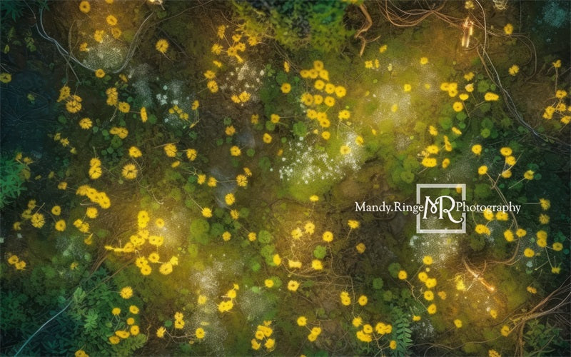 Kate Summer Yellow Fluorescent Flowers Rubber Floor Mat designed by Mandy Ringe Photography - Kate Backdrop AU