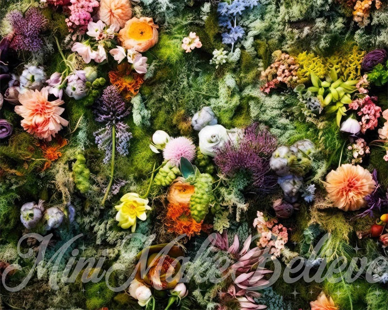 Kate Colorful Spring Flowers Fall Rubber Floor Mat Photography designed by Mini MakeBelieve - Kate Backdrop AU