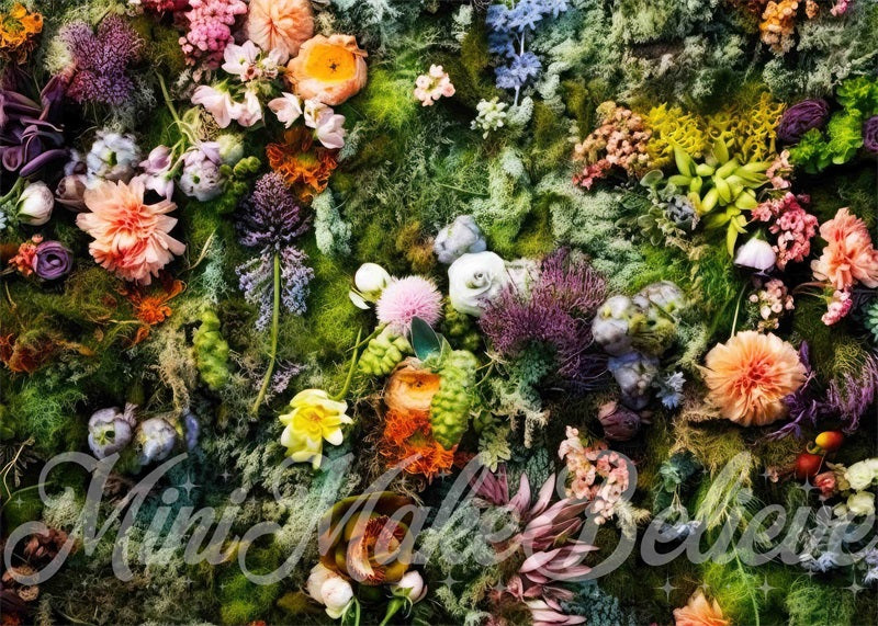 Kate Colorful Spring Flowers Fall Rubber Floor Mat Photography designed by Mini MakeBelieve - Kate Backdrop AU