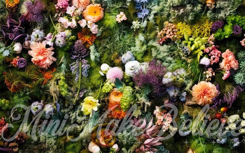 Kate Colorful Spring Flowers Fall Rubber Floor Mat Photography designed by Mini MakeBelieve - Kate Backdrop AU