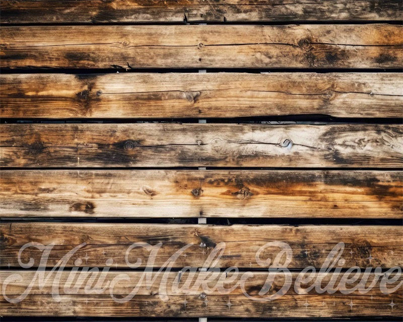 Kate Distressed Large Panel Brown Wood Rubber Floor Mat designed by Mini MakeBelieve - Kate Backdrop AU