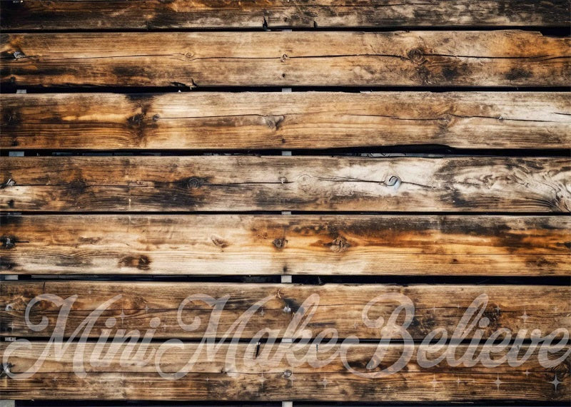 Kate Distressed Large Panel Brown Wood Rubber Floor Mat designed by Mini MakeBelieve - Kate Backdrop AU