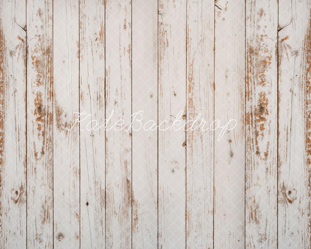 Kate Vertical Stripe White Old Wood Grain Rubber Floor Mat