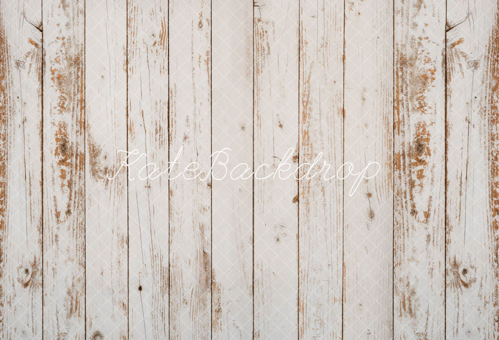 Kate Vertical Stripe White Old Wood Grain Rubber Floor Mat