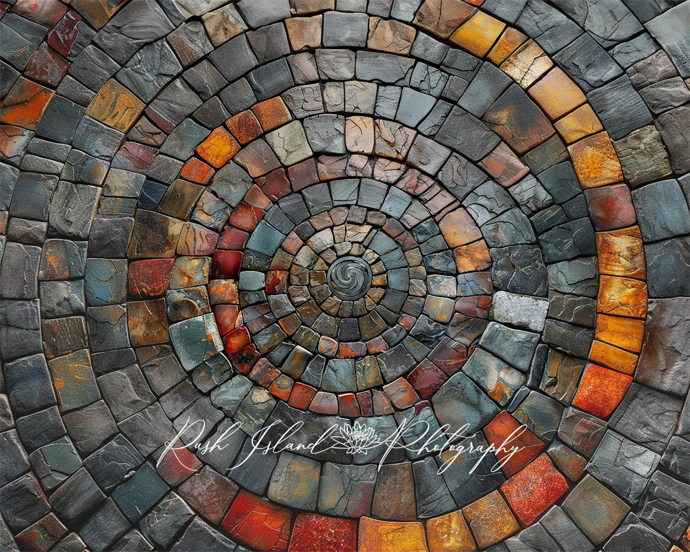 Kate Circular Colorful Rock Ground Floor Mat designed by Laura Bybee - Kate Backdrop AU