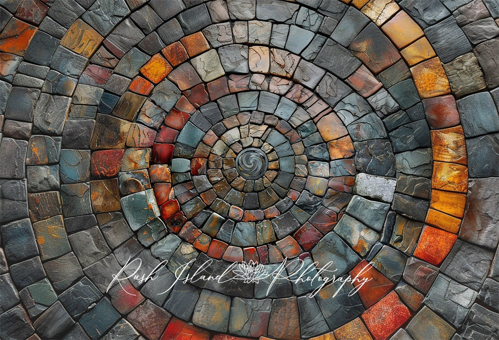 Kate Circular Colorful Rock Ground Floor Mat designed by Laura Bybee - Kate Backdrop AU