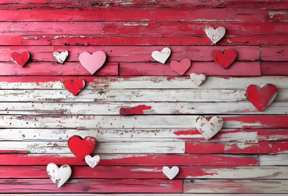 Kate Valentine Red Heart Wooden Rubber Floor Mat designed by Mini MakeBelieve - Kate Backdrop AU