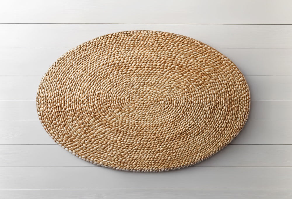 LONSALE Kate Newborn Natural Woven Oval Rug Pattern Rubber Floor Mat Designed by Mini MakeBelieve